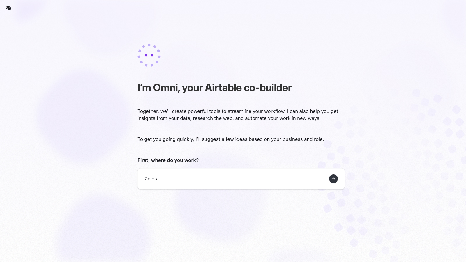 Airtable AI-native onboarding interface