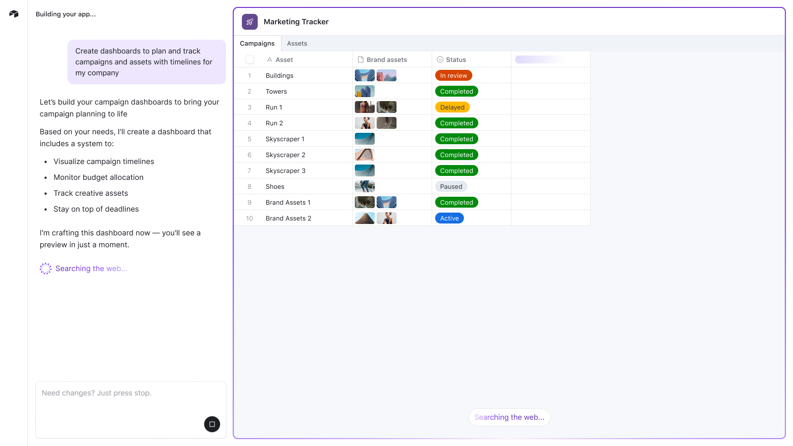 AI-guided table creation